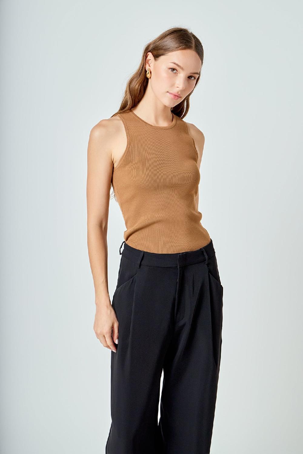 endless rose Knitdown Tank Top BROWN