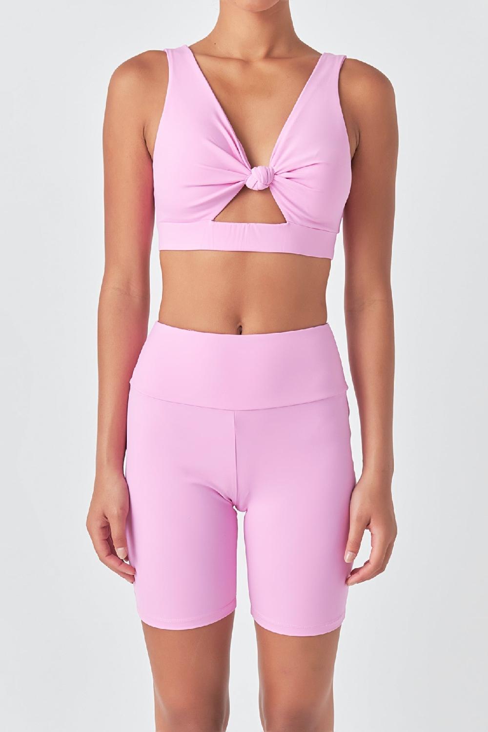 Endless Rose Knotted Cut Out Tank Top PINK