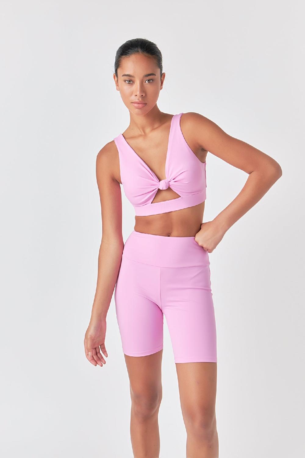 Endless Rose Knotted Cut Out Tank Top PINK