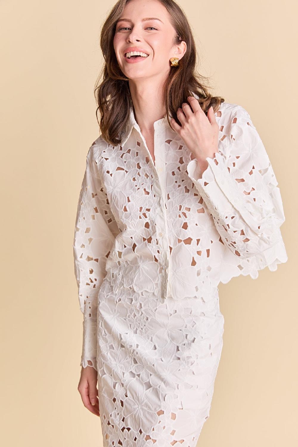 Endless Rose Lace Button-Up Top IVORY