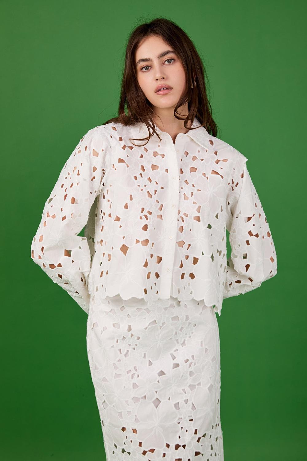 Endless Rose Lace Button-Up Top IVORY