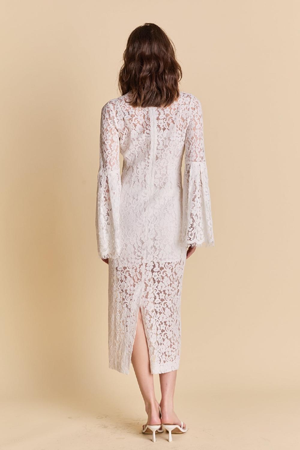 Endless Rose Lace Column Midi Dress WHITE