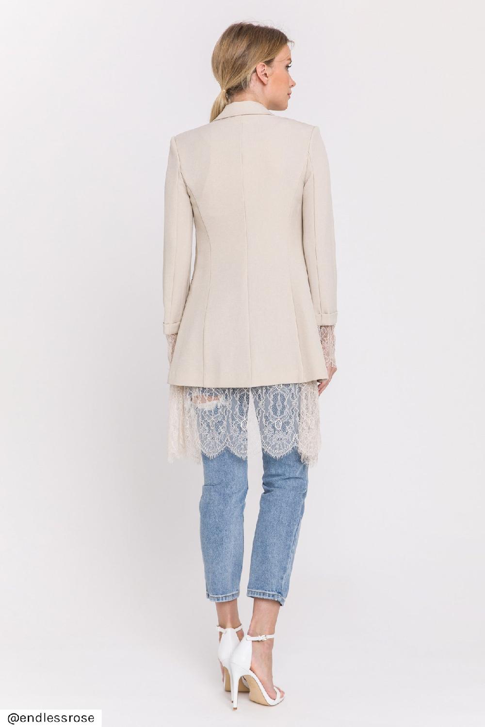 Endless Rose Lace Combo Blazer BEIGE