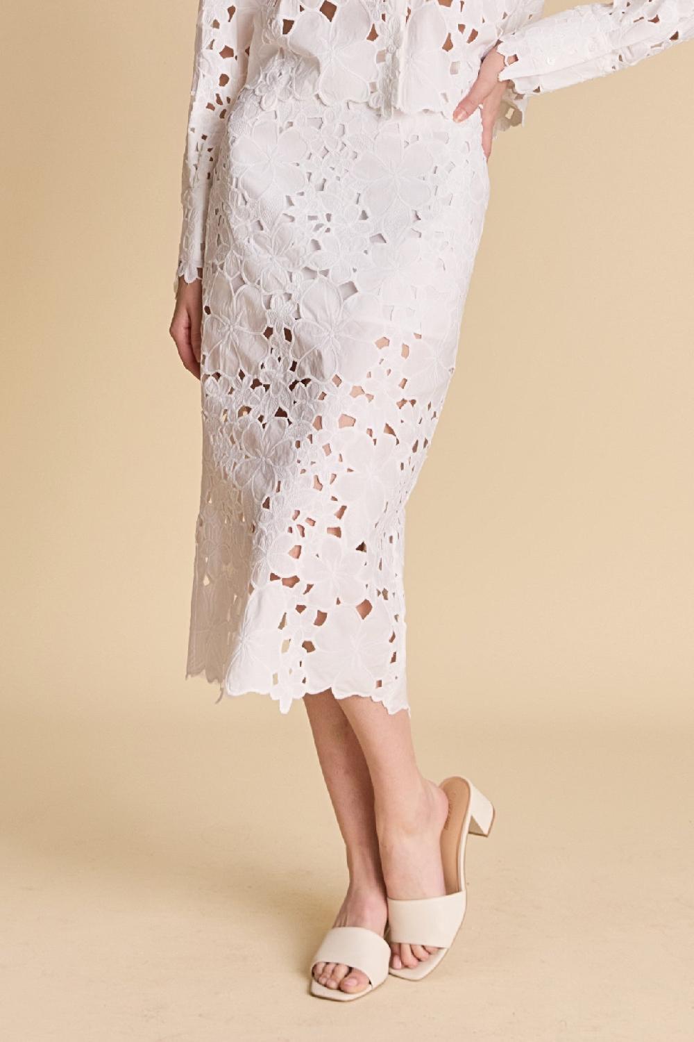 Endless Rose Lace Midi Skirt IVORY