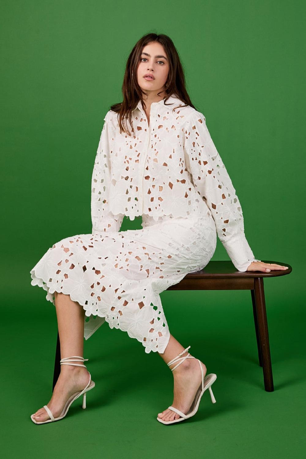 Endless Rose Lace Midi Skirt IVORY