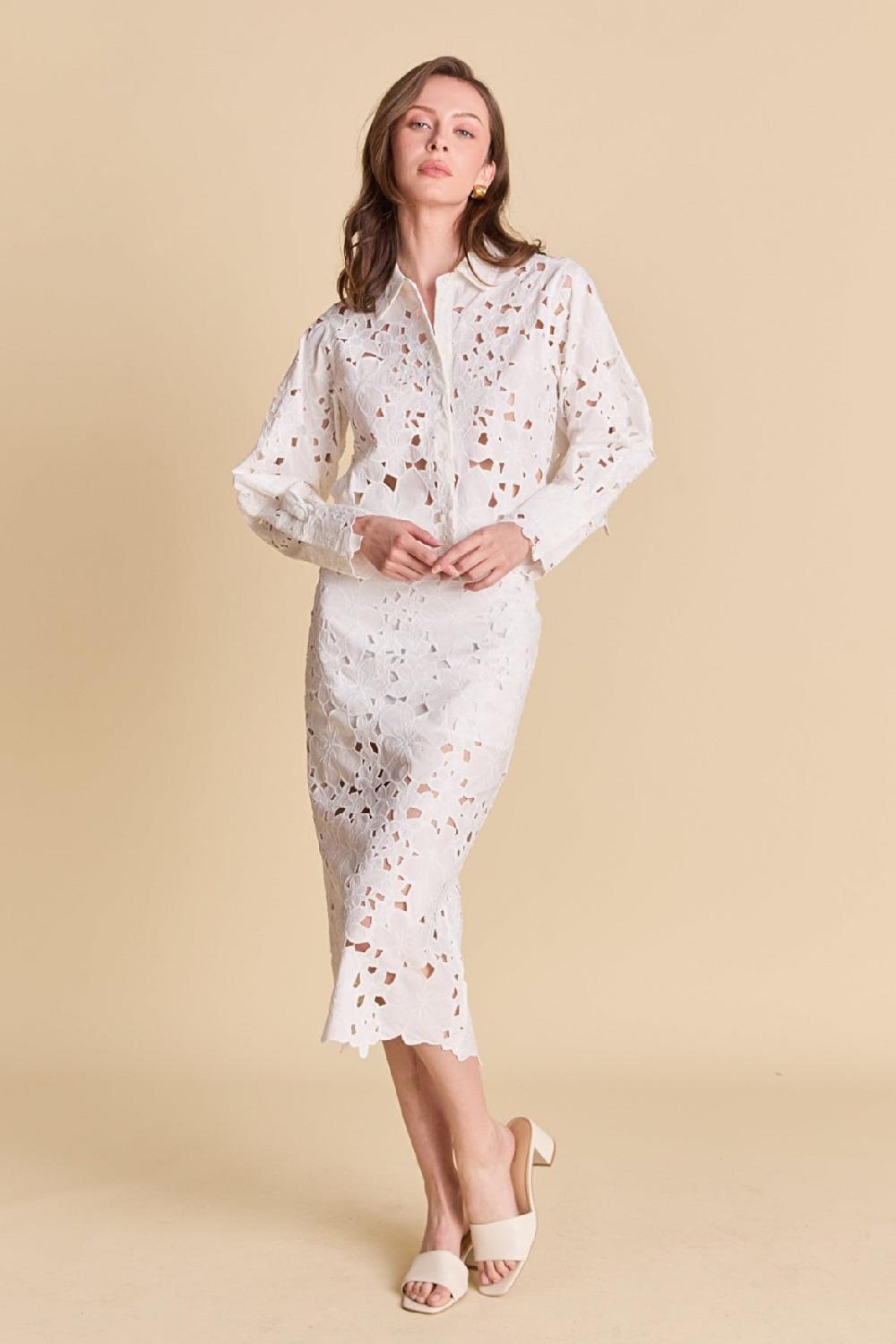 endless rose Lace Midi Skirt IVORY