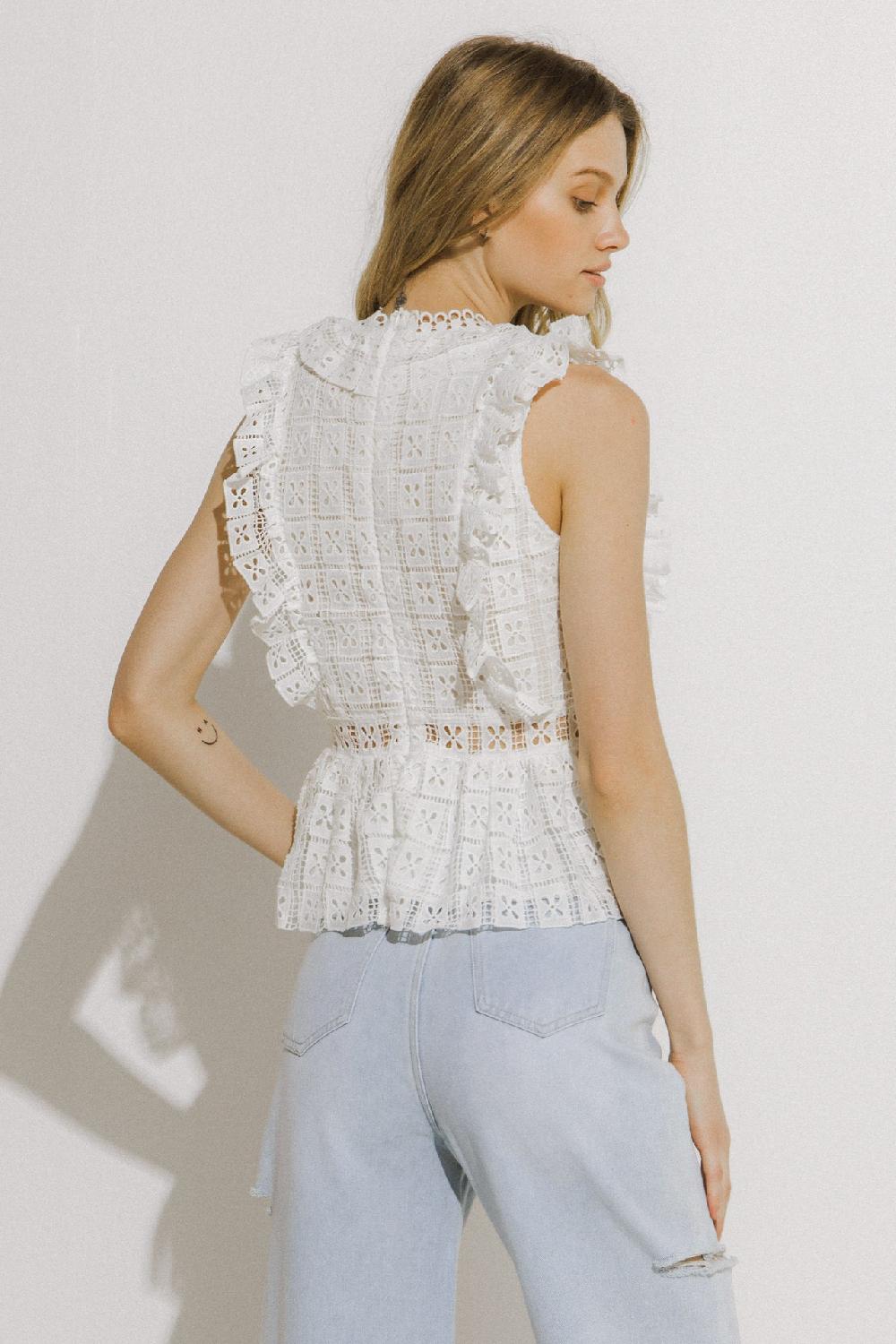 Endless Rose Lace Peplum Top WHITE