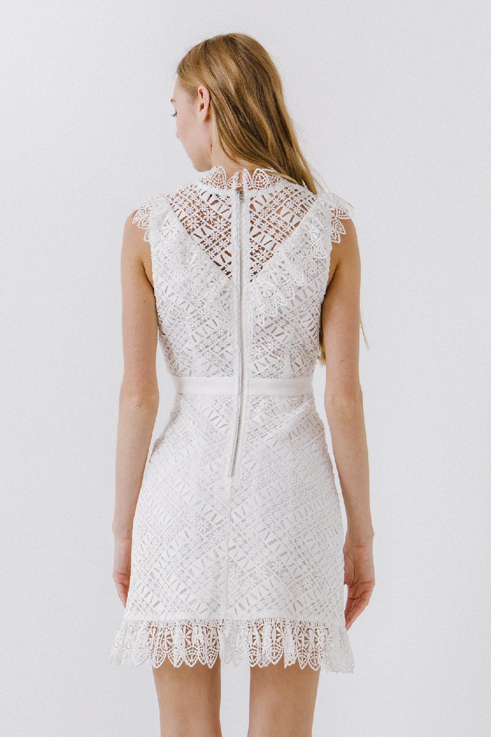 Endless Rose Lace Ruffled Mini Dress WHITE