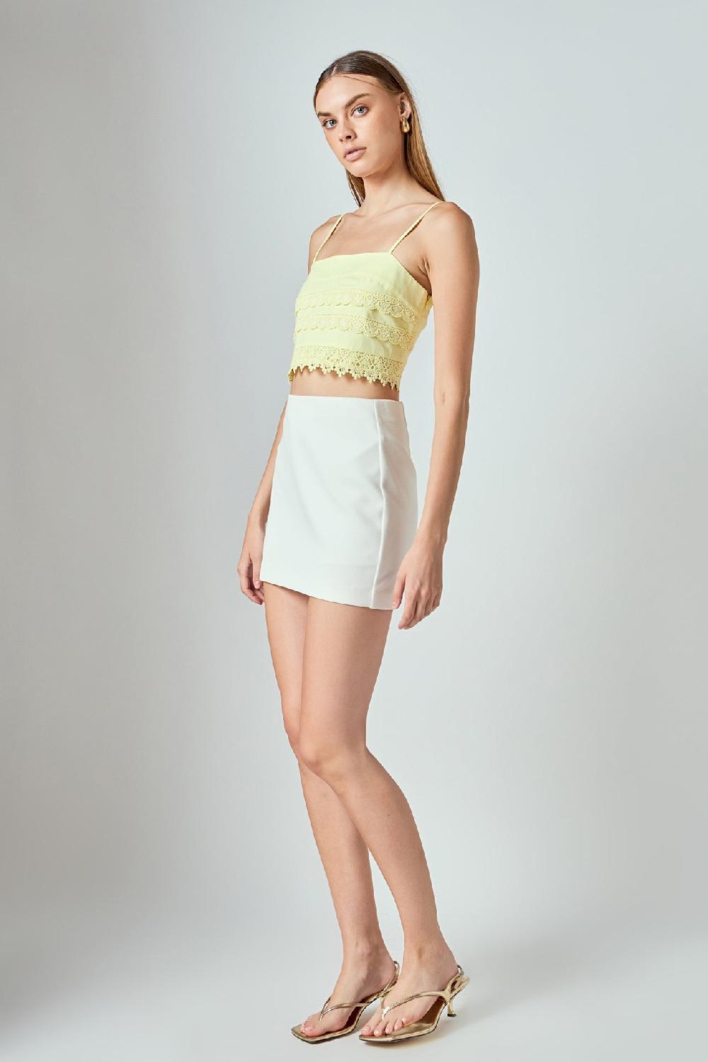 Endless Rose Lace Trim Crop Top BUTTER