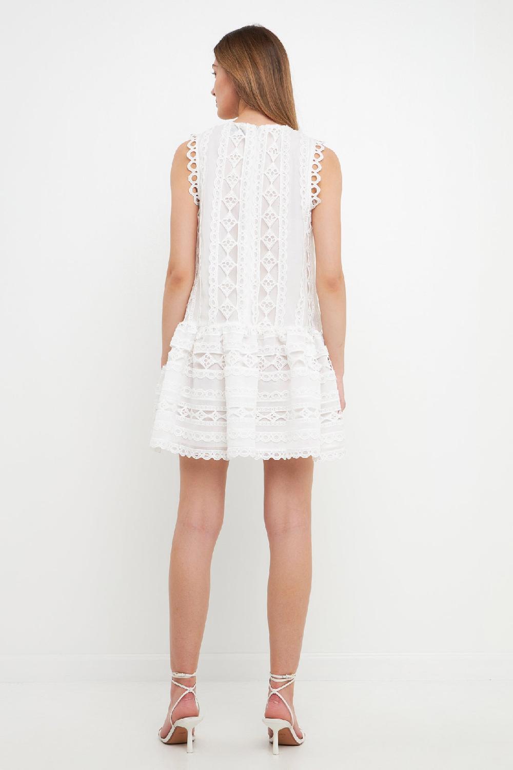 Endless Rose Lace Trim Detail Mini Dress WHITE