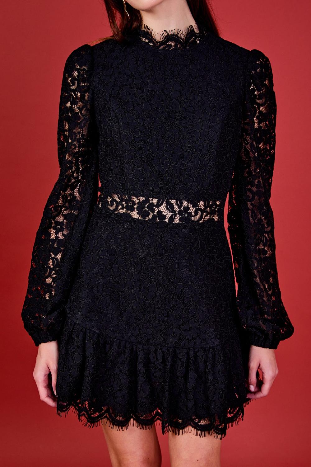 Endless Rose Laced Cutout Mini Dress BLACK