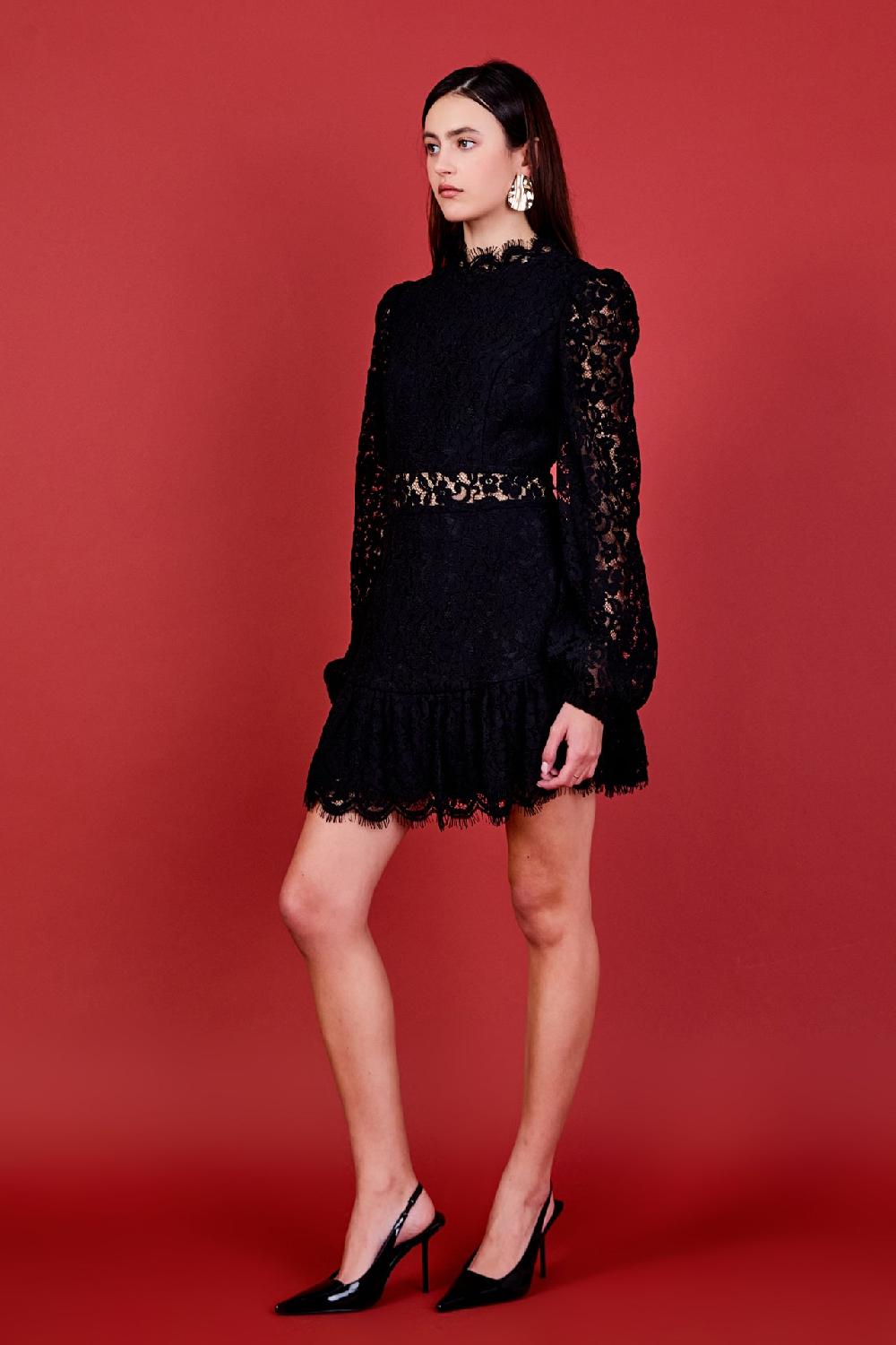 Endless Rose Laced Cutout Mini Dress BLACK