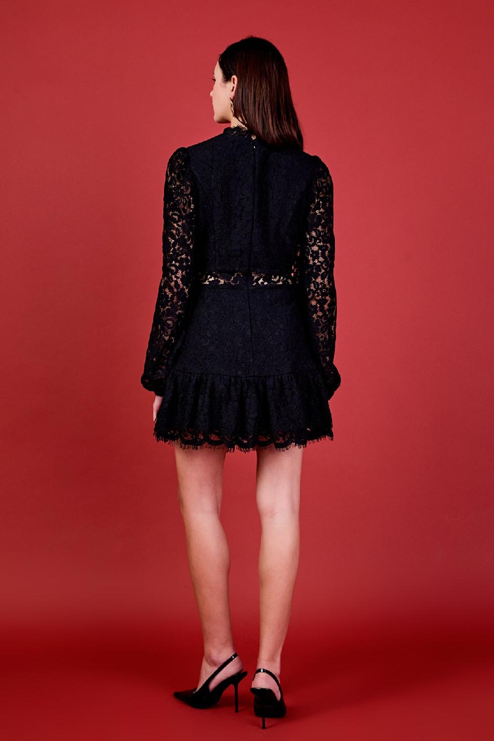 Endless Rose Laced Cutout Mini Dress BLACK