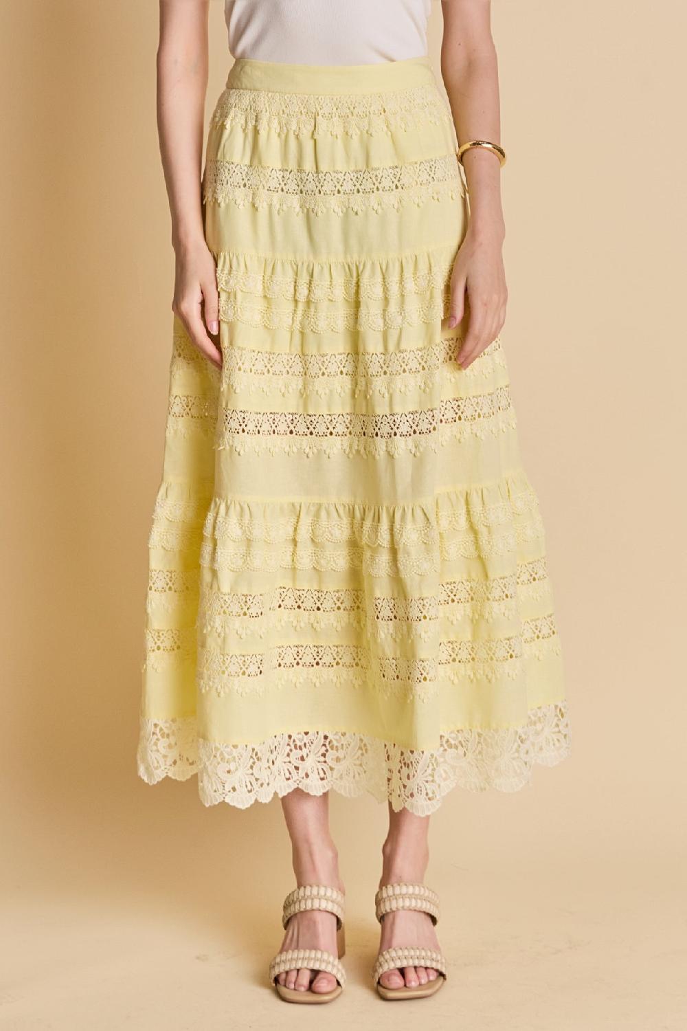 Endless Rose Laced Midi Skirt BUTTER