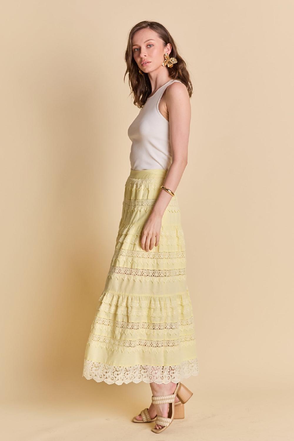 Endless Rose Laced Midi Skirt BUTTER