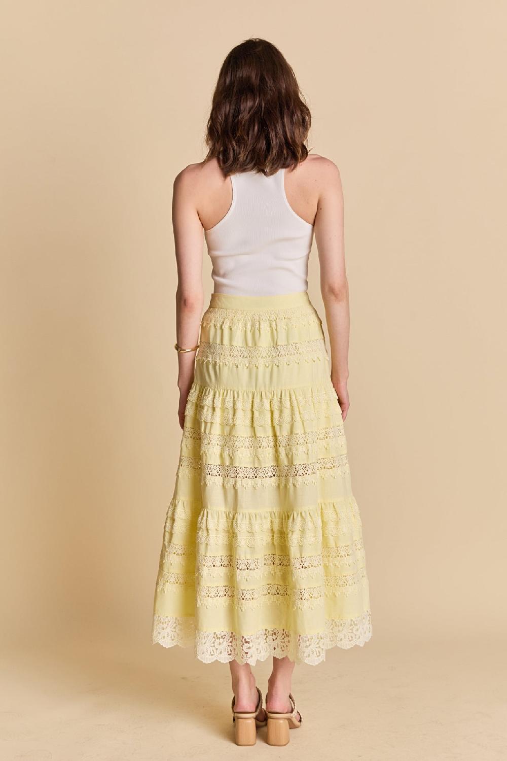 Endless Rose Laced Midi Skirt BUTTER