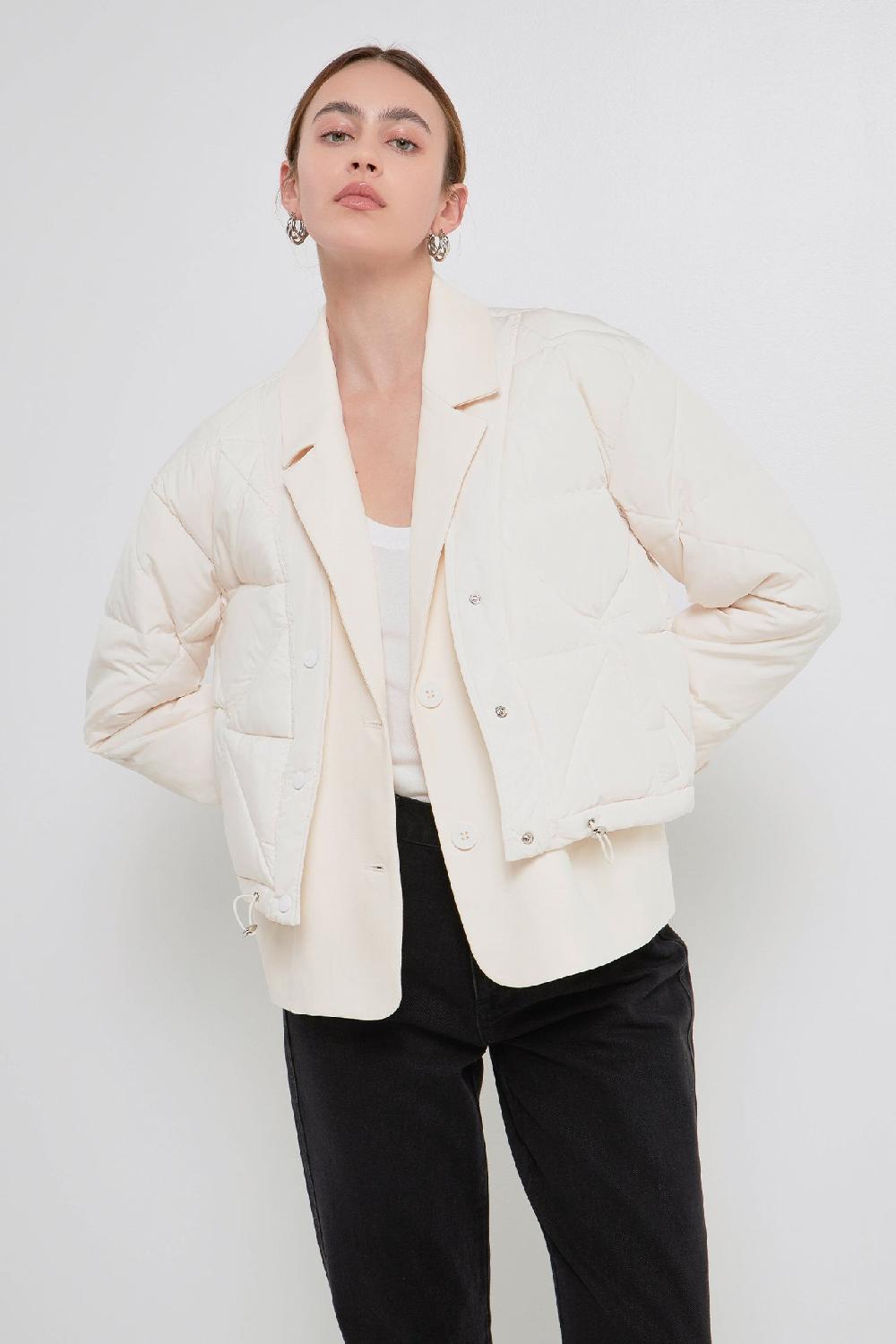 endless rose Layered Quilted Jacket CREAM