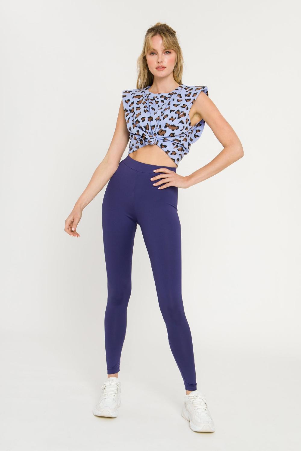 endless rose Leopard Print Knit Shirt BLUE MULTI