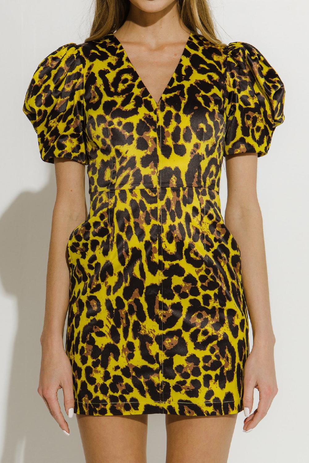 Endless Rose Leopard Print Mini Dress YELLOW MULTI