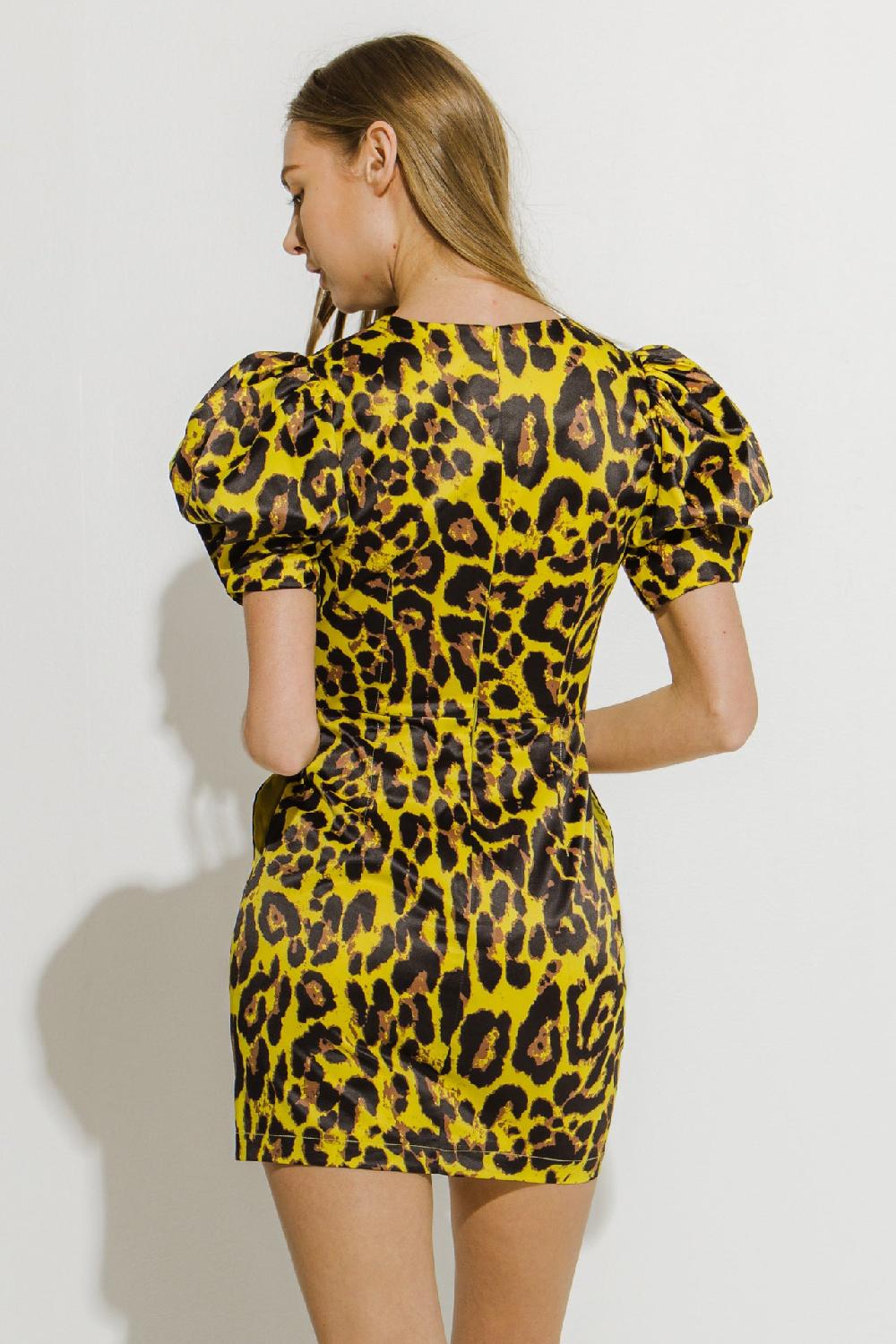 Endless Rose Leopard Print Mini Dress YELLOW MULTI