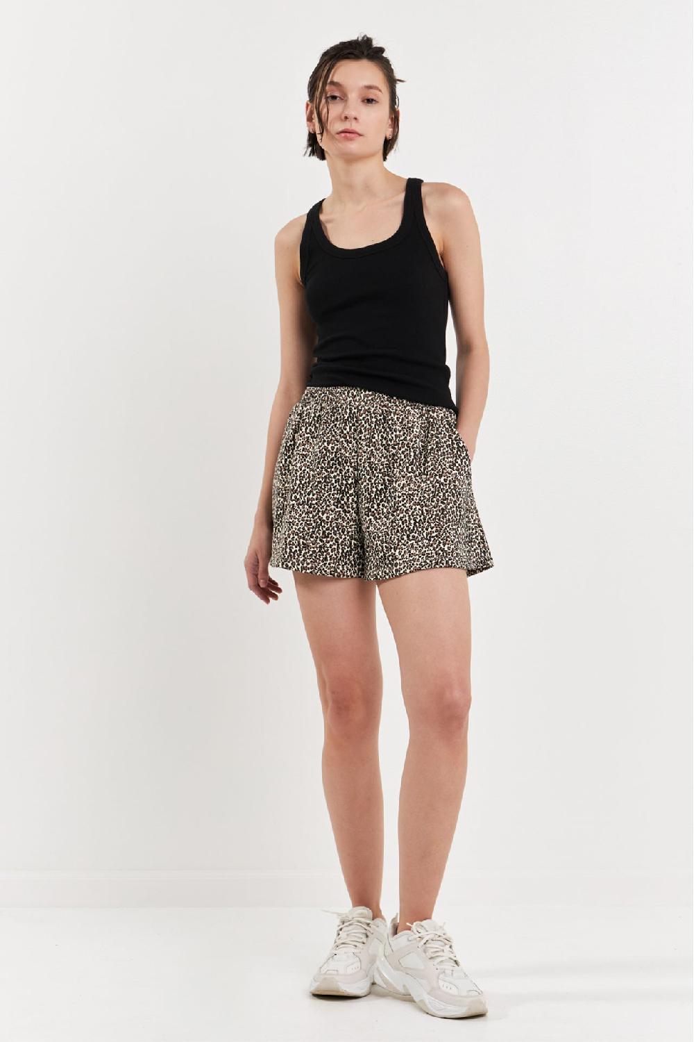 Endless Rose Leopard Print Shorts IVORY MULTI