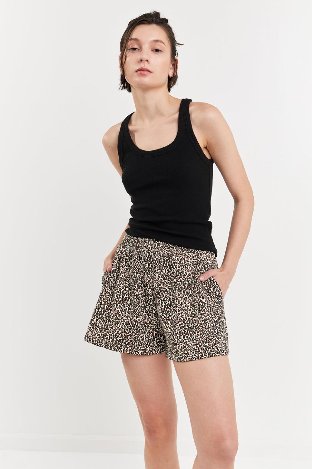 Endless Rose Leopard Print Shorts IVORY MULTI