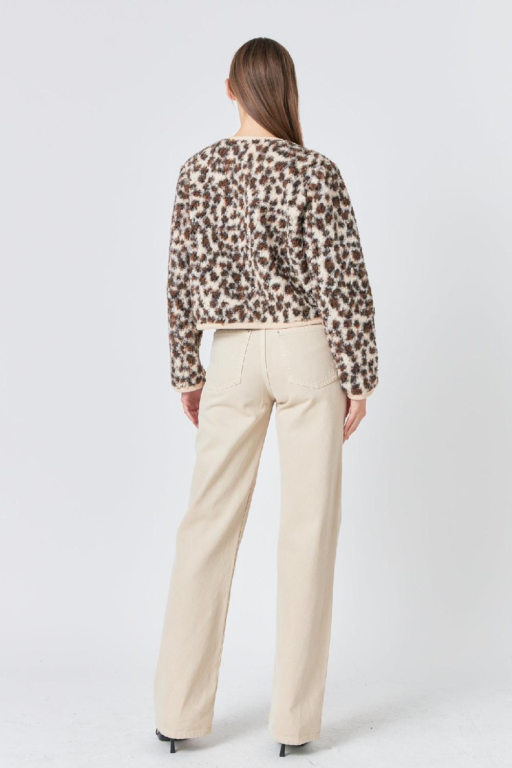Endless Rose Leopard Sherpa Jacket IVORY MULTI