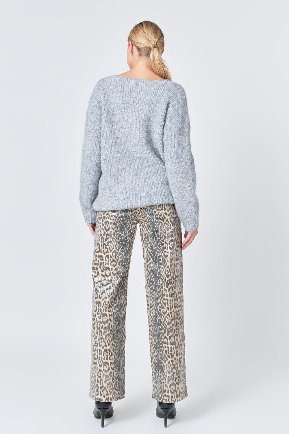 Endless Rose Leopard Wide Leg Denim LEOPARD