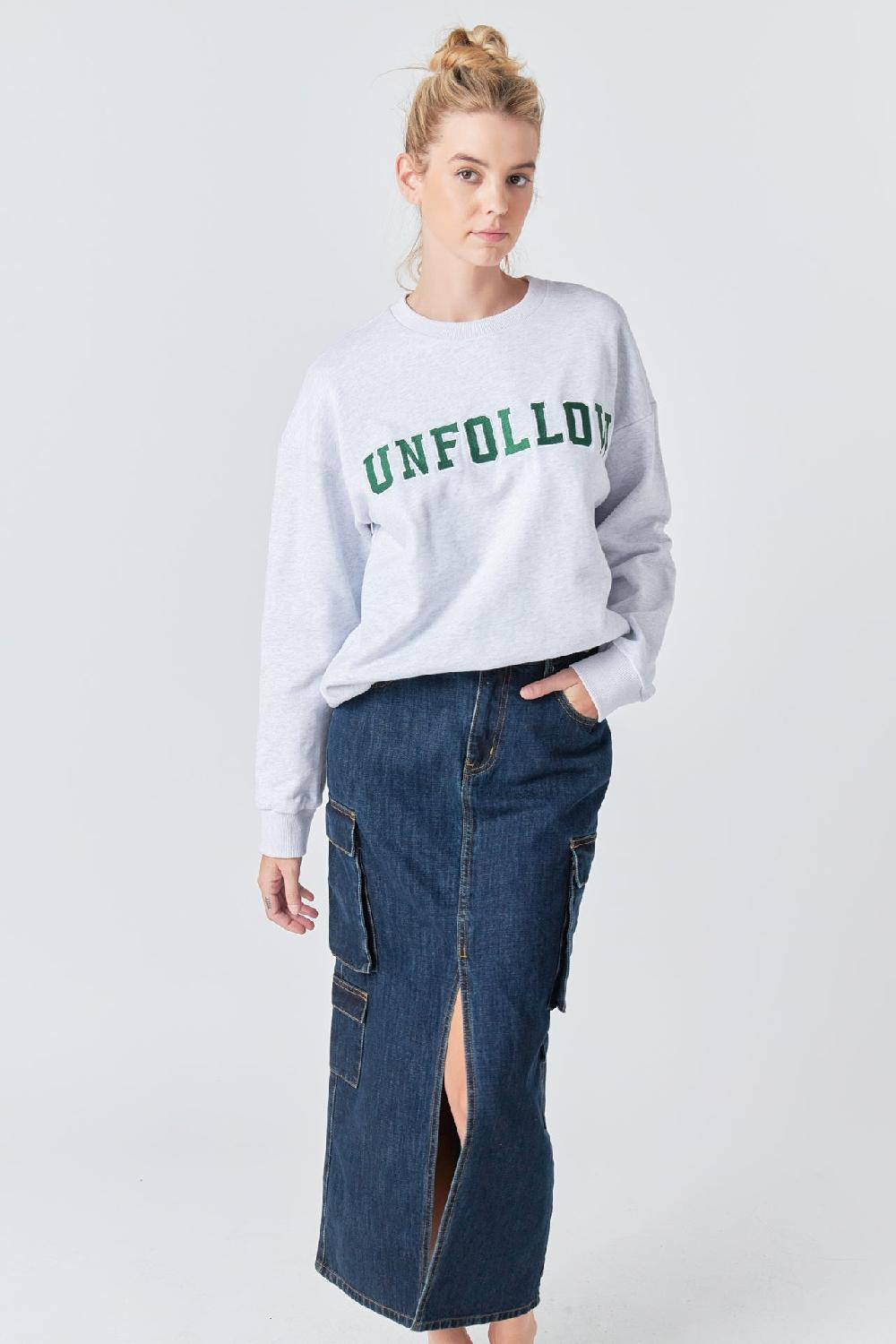 endless rose Letter Patch Sweatshirt HEATHER GREY