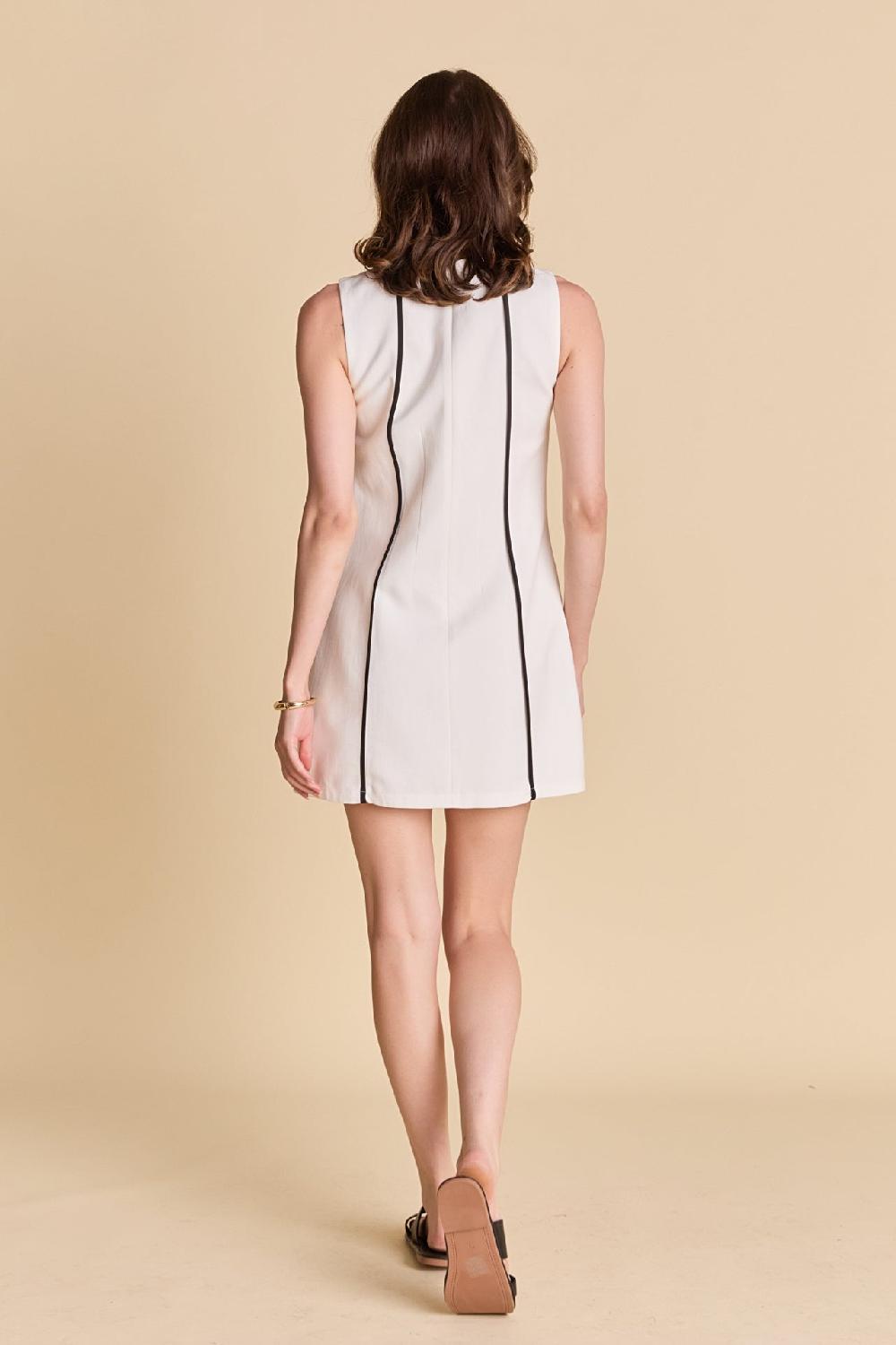 Endless Rose Linen Binded Mini Dress WHITE/BLACK