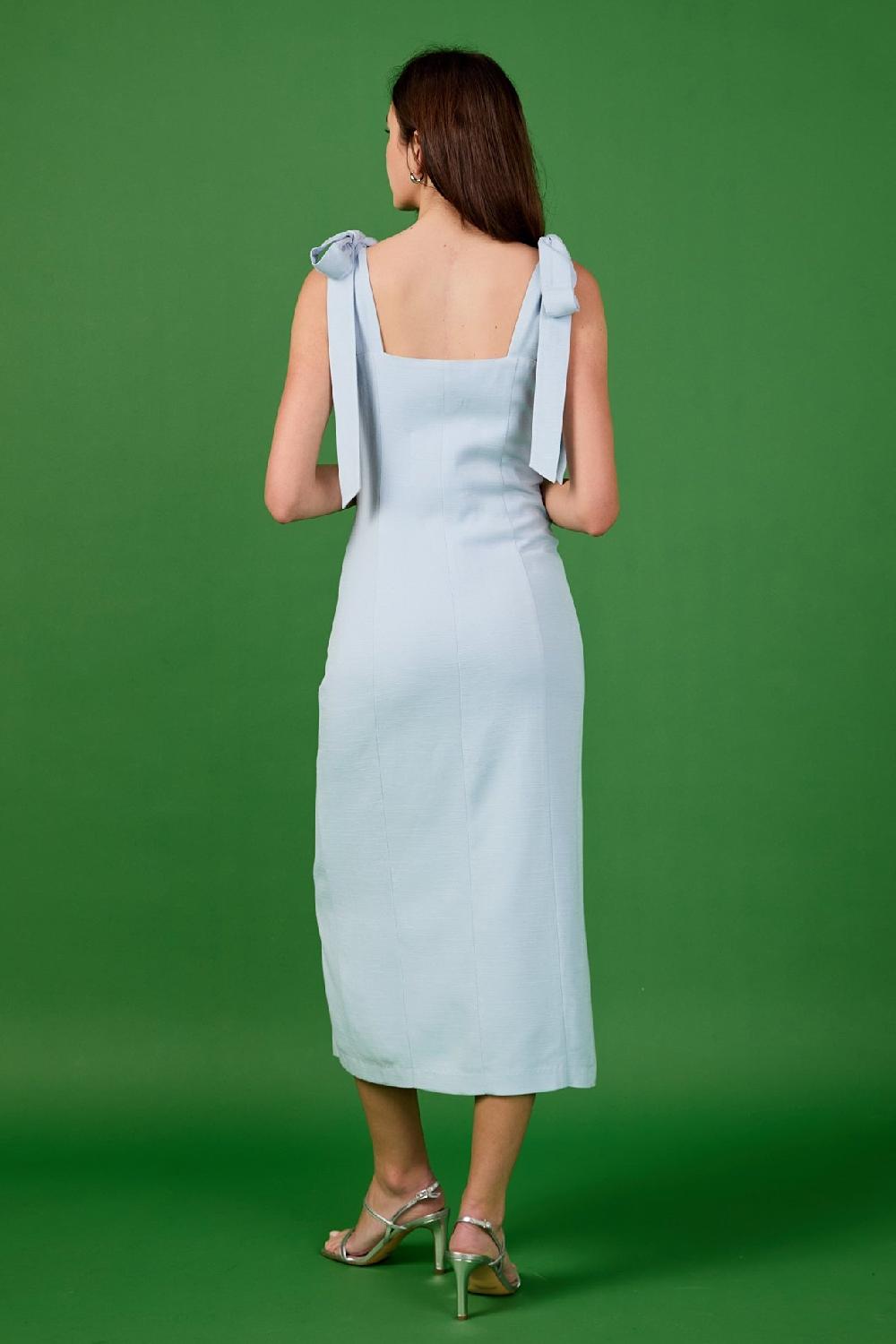 Endless Rose Linen Buttoned Maxi Dress BLUE