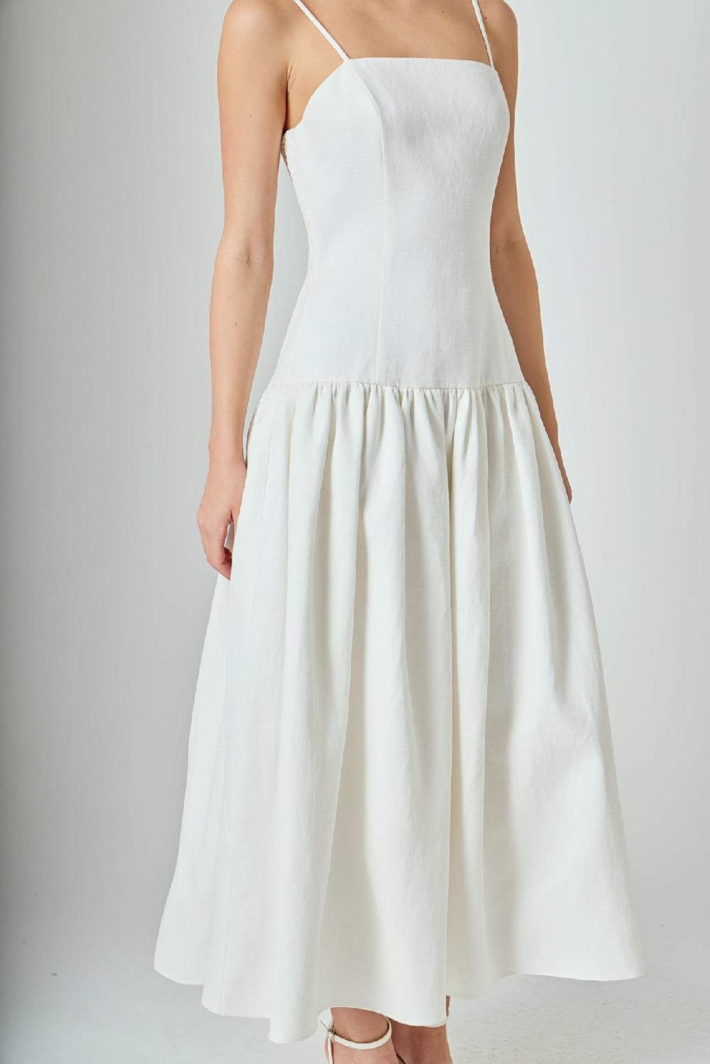 Endless Rose Linen Drop Waist Maxi Dress IVORY