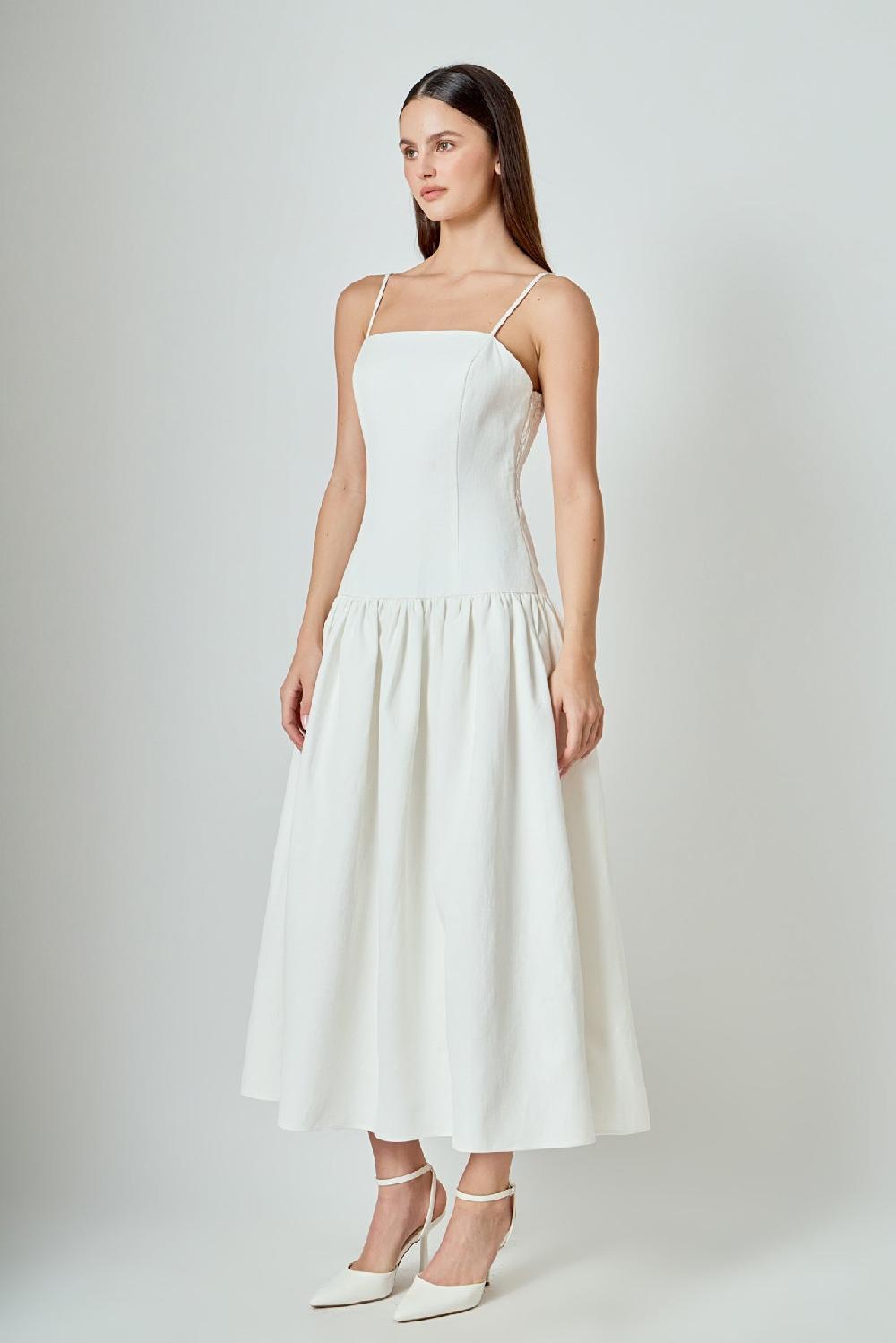 Endless Rose Linen Drop Waist Maxi Dress IVORY