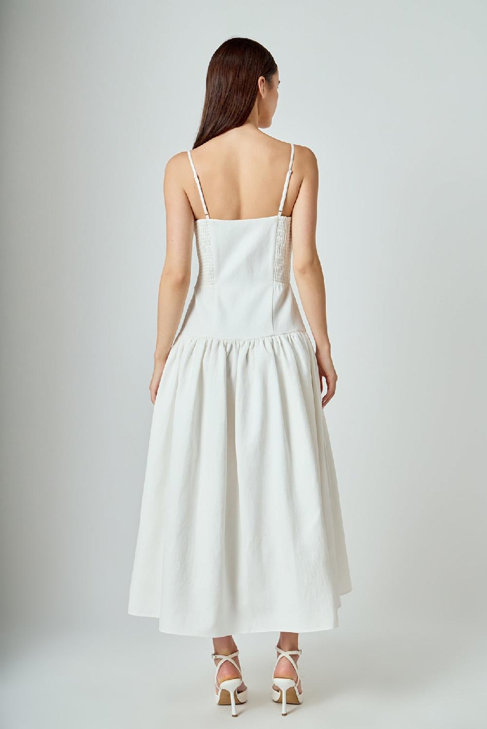 Endless Rose Linen Drop Waist Maxi Dress IVORY