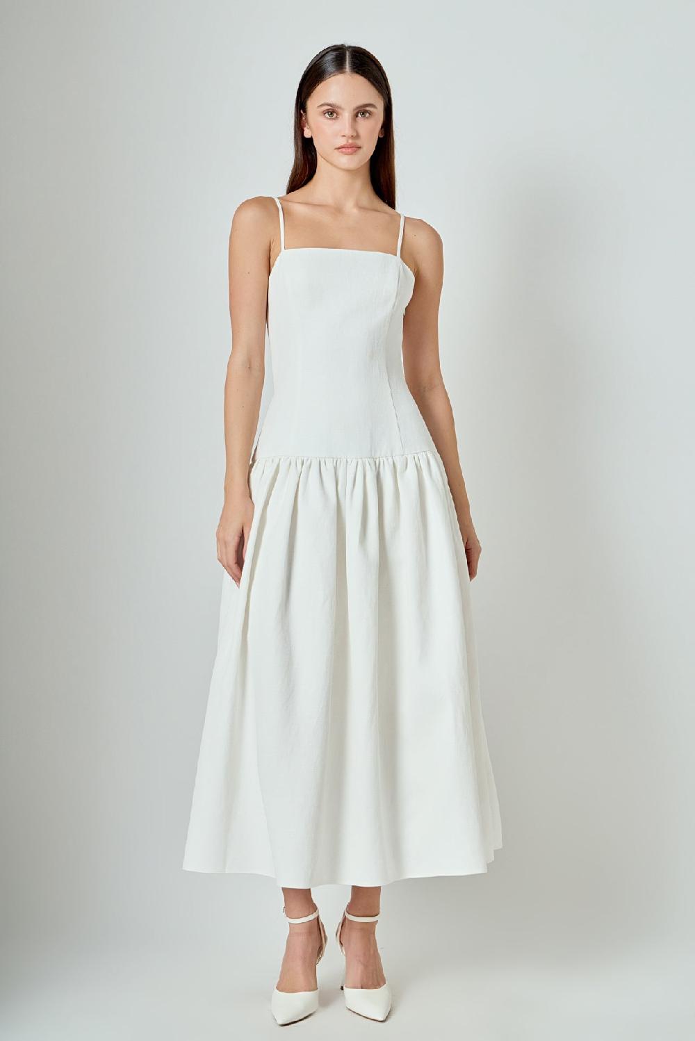 endless rose Linen Drop Waist Maxi Dress IVORY