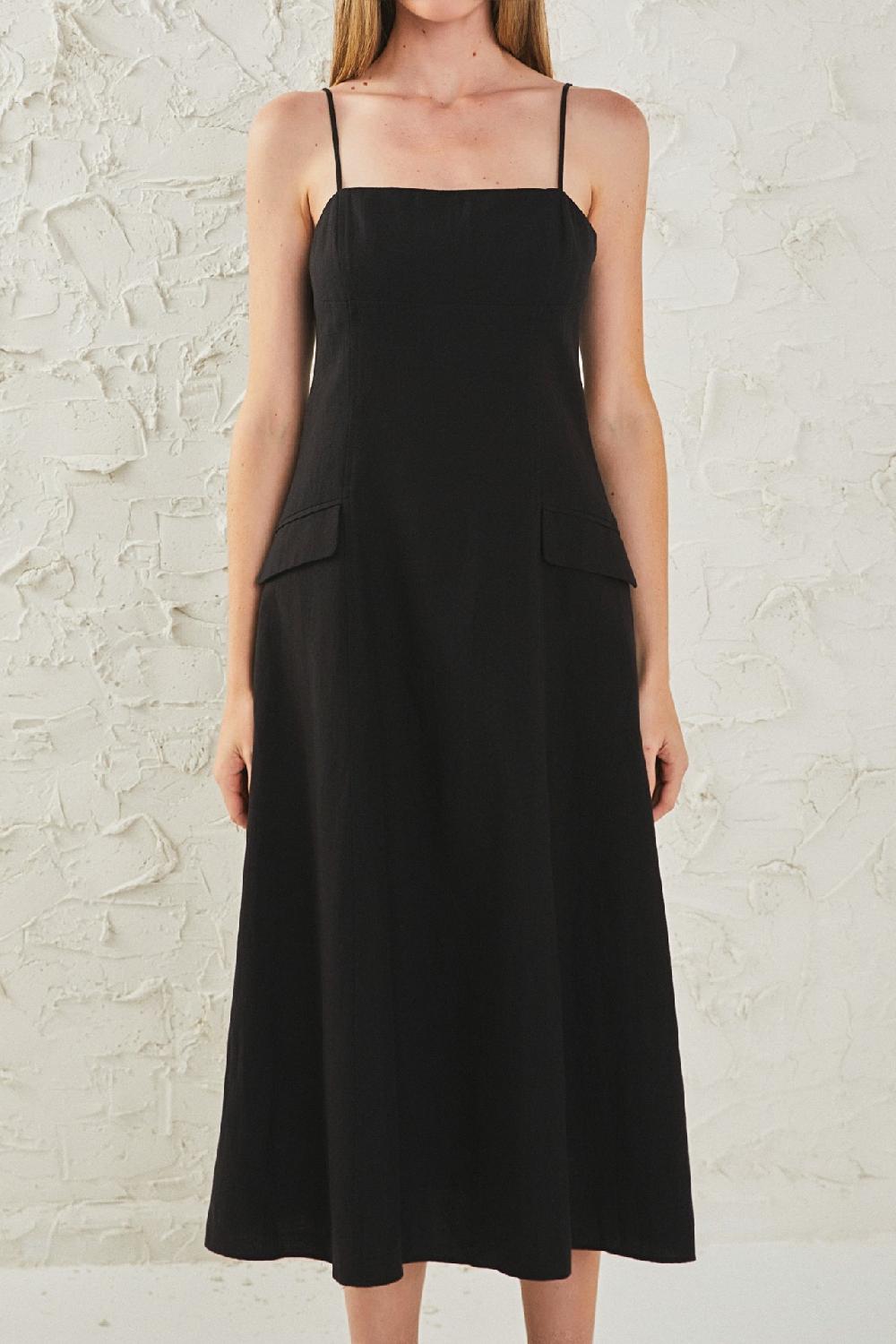 Endless Rose Linen Maxi Dress BLACK