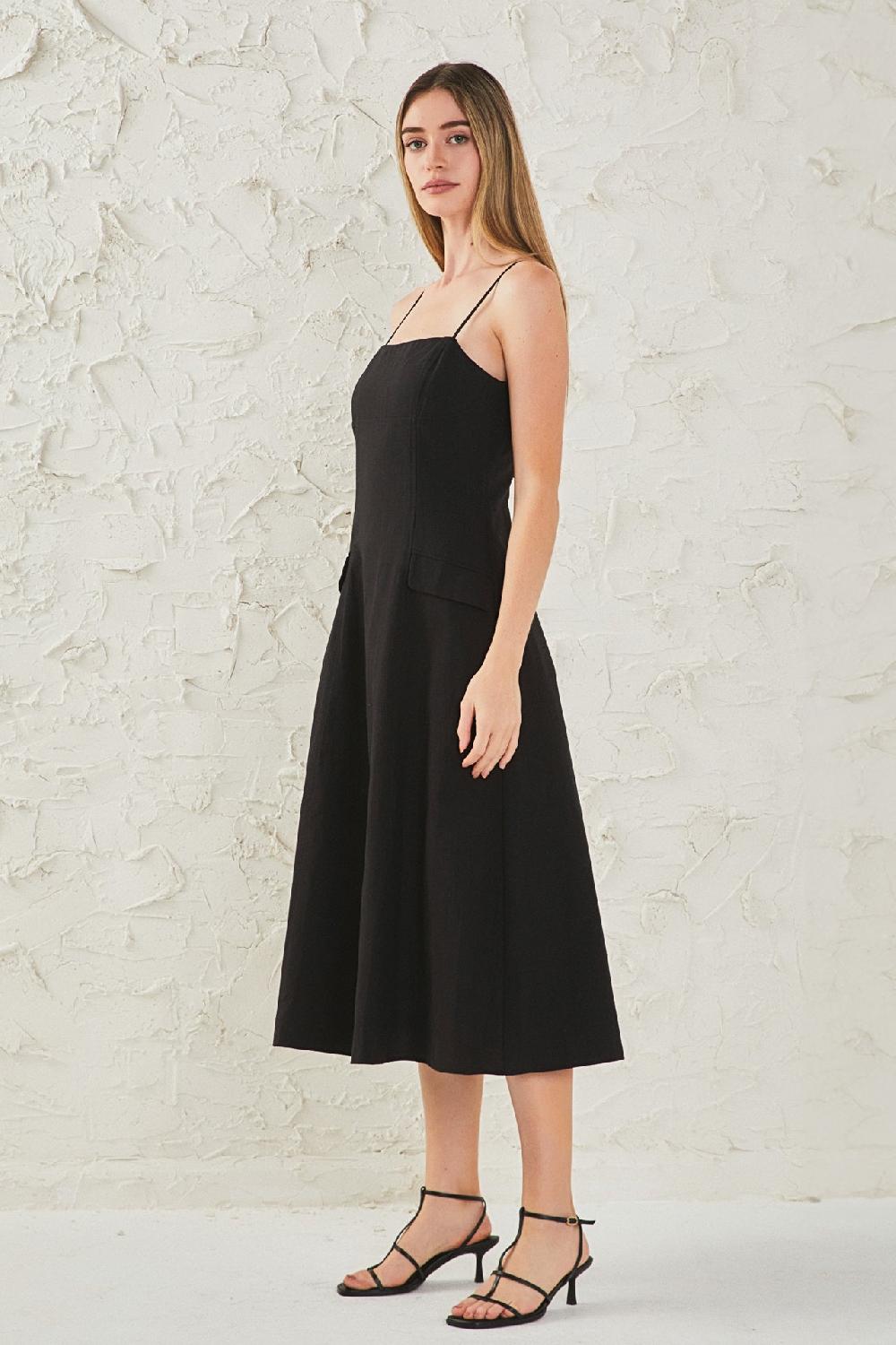 Endless Rose Linen Maxi Dress BLACK