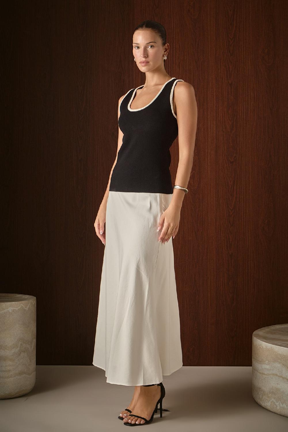 Endless Rose Linen Maxi Skirt WHITE