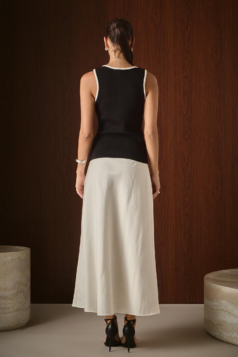 Endless Rose Linen Maxi Skirt WHITE