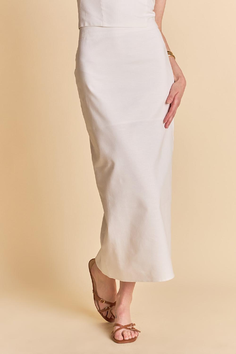 Endless Rose Linen Maxi Skirt WHITE
