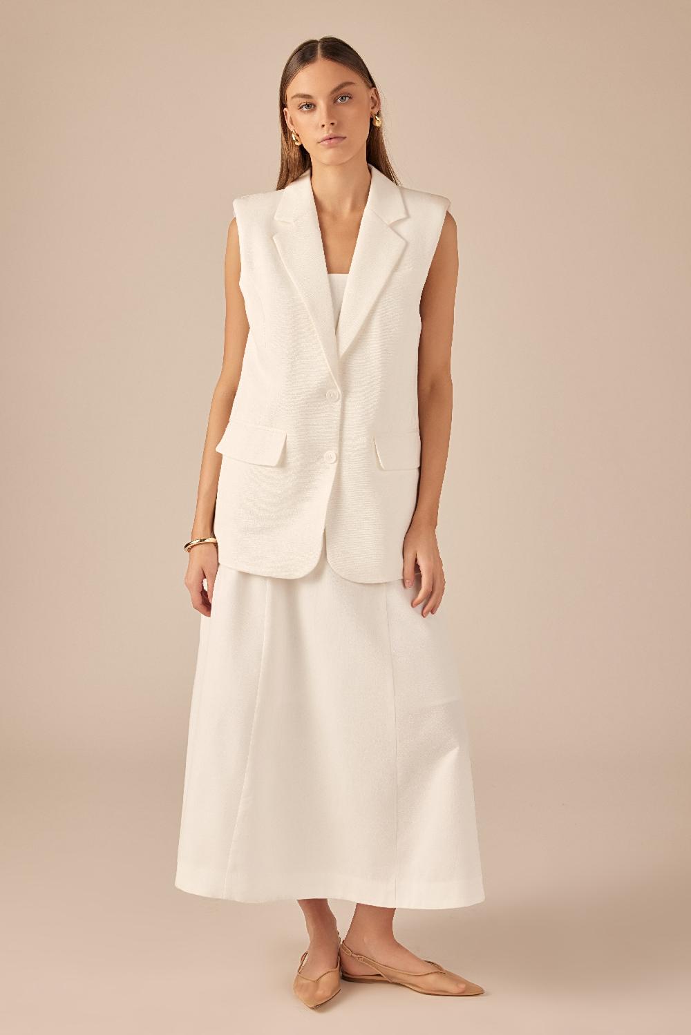 Endless Rose Linen Oversize Vest Blazer WHITE