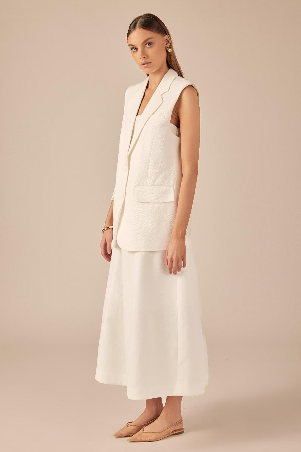 Endless Rose Linen Oversize Vest Blazer WHITE