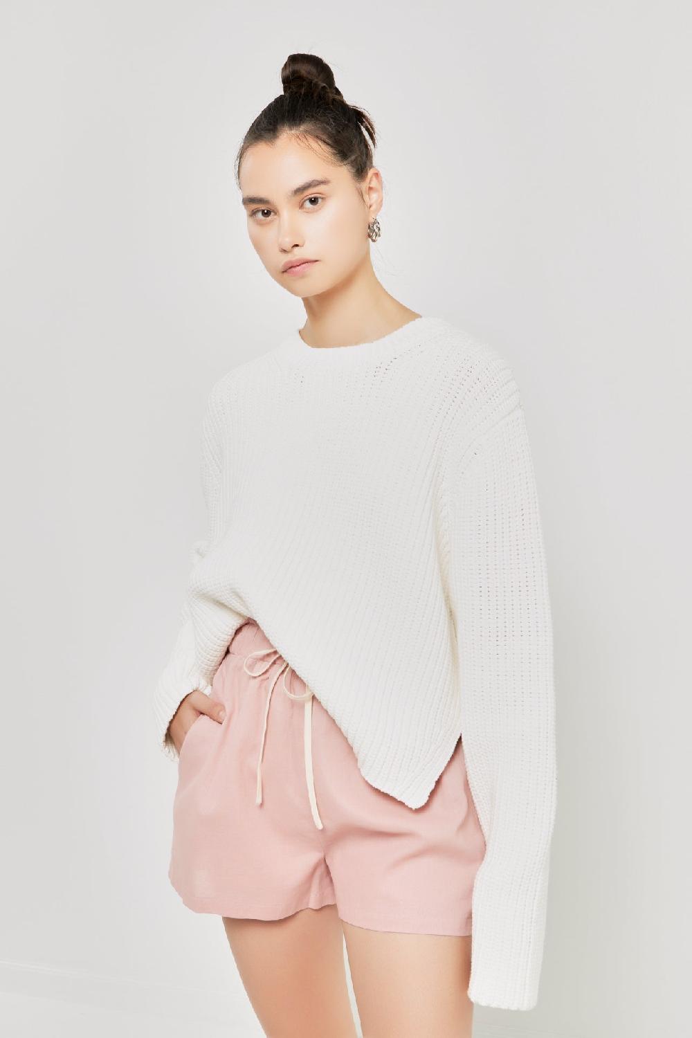 Endless Rose Linen Shorts With Contrast Strap PINK