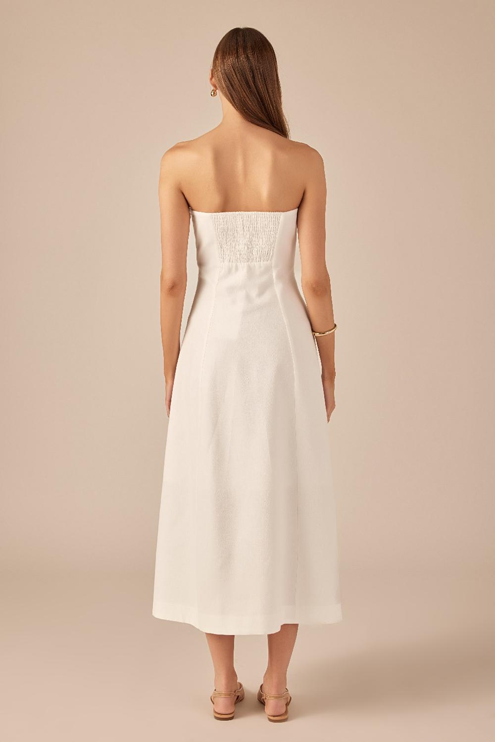 Endless Rose Linen Strapless Dress WHITE