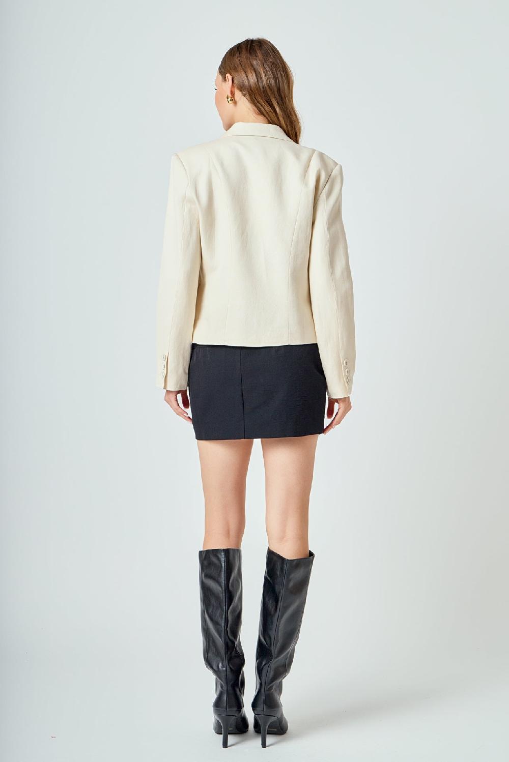 Endless Rose Linen Two Buttoned Blazer BEIGE