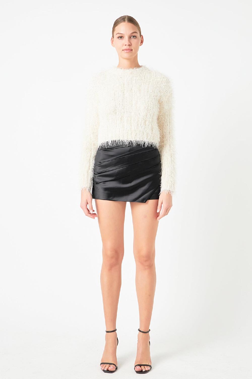 endless rose Long Sleeve Cropped Sweater CREAM