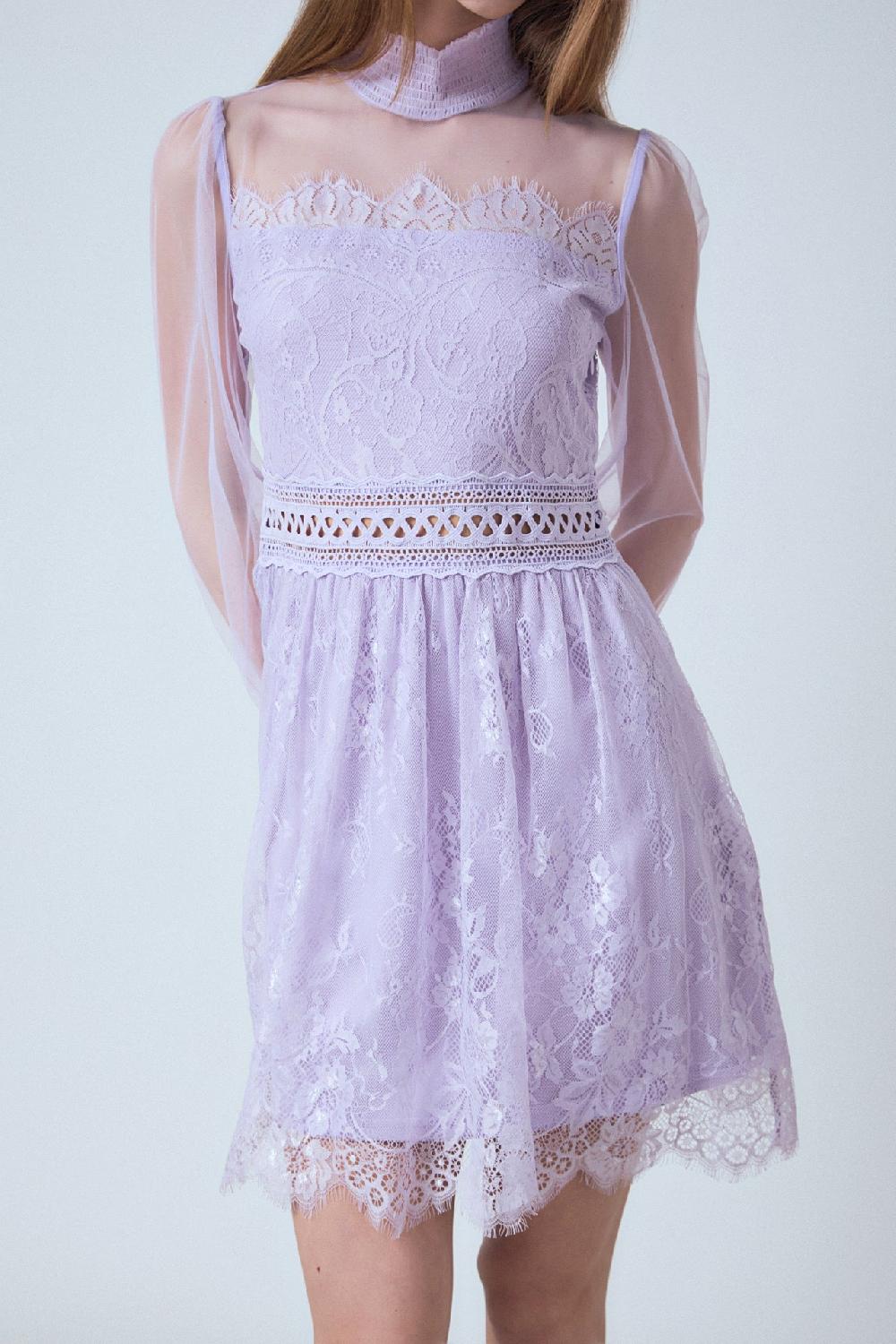 Endless Rose Long Sleeve Lace Mini Dress LILAC