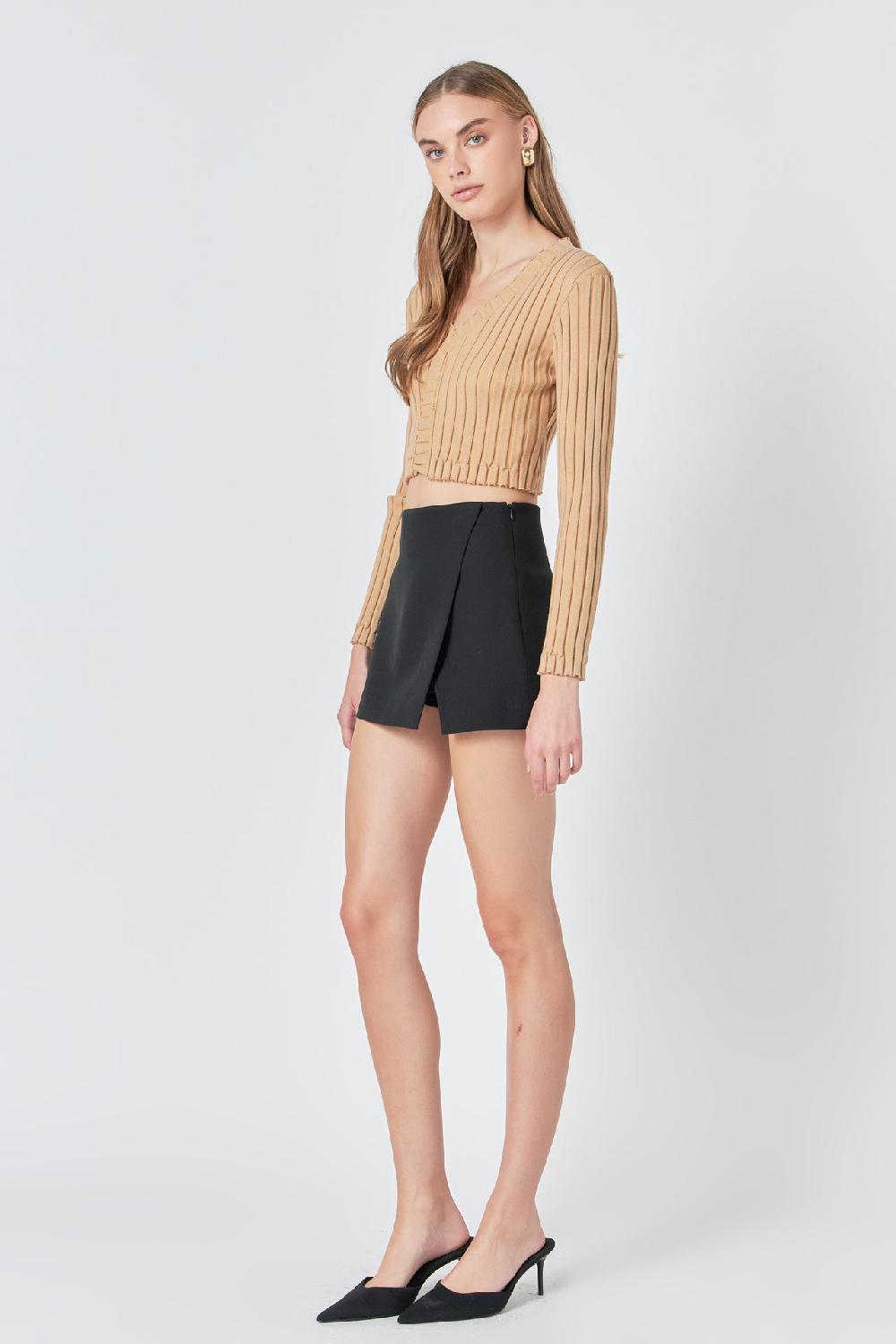 Endless Rose Long Sleeve Ruffled Knit BLACK