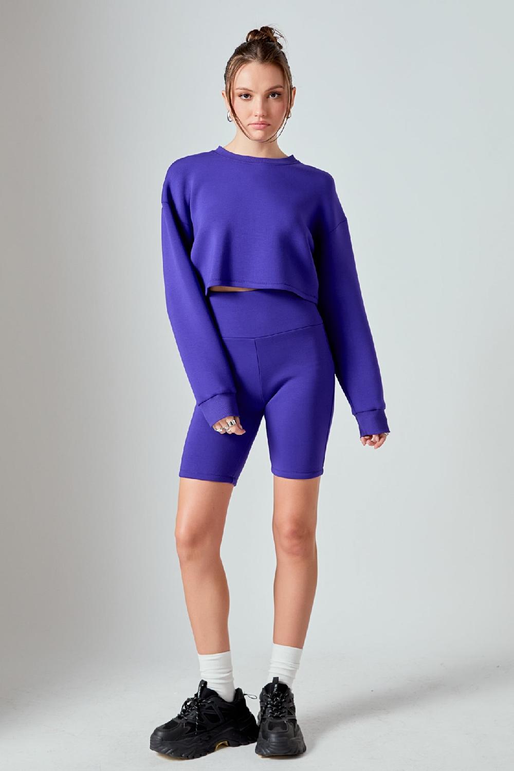 Endless Rose Loungewear Cropped Sweatshirt VIOLET