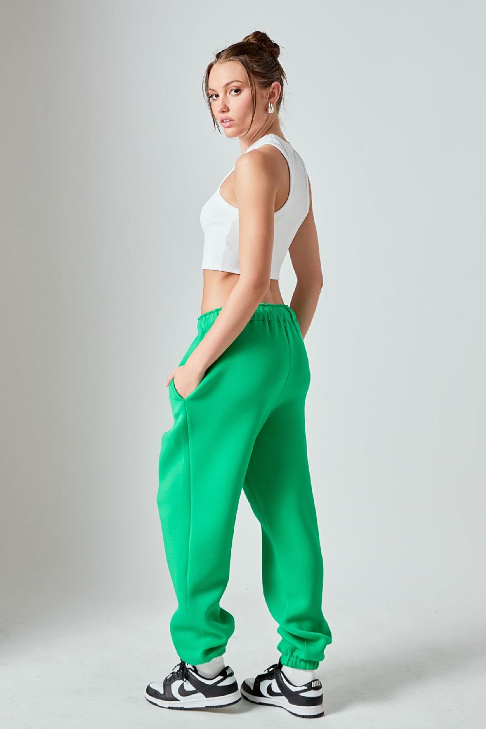 Endless Rose Loungewear Pants Scuba Joggers WHITE